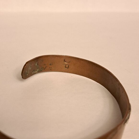 Vintage Navajo Solid Copper with Sterling Silver Cuff Bracelet Marked DP Rodeo - Picture 6 of 8